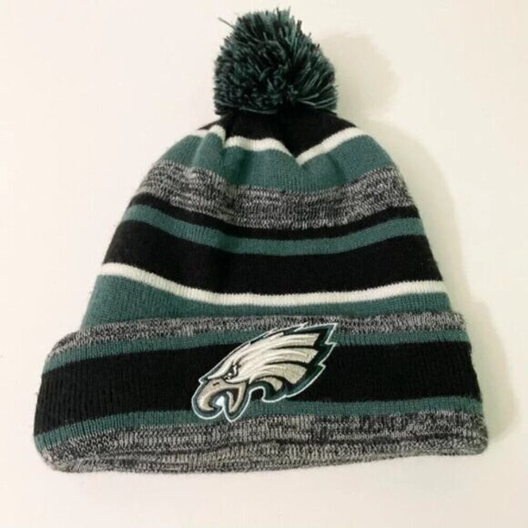 Philadelphia Eagles New Era NFL Knit Cap Beanie Pom Pom Hat - Picture 1 of 16